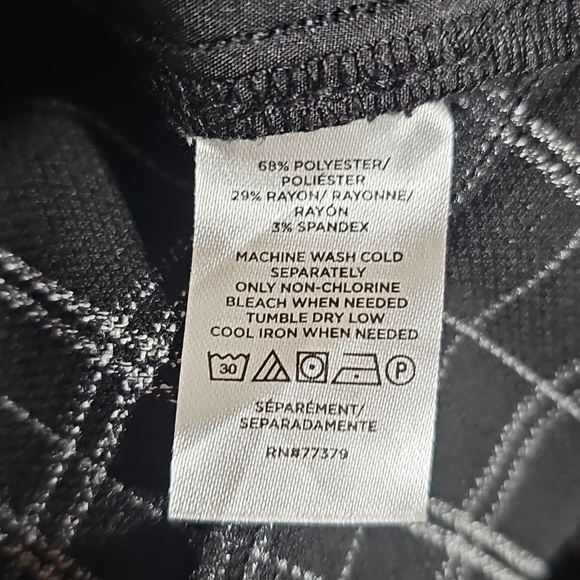 Ann Taylor Factory Petite Straight Leg Plaid Pants Black White Heavy Knit Size 8 - Picture 9 of 10